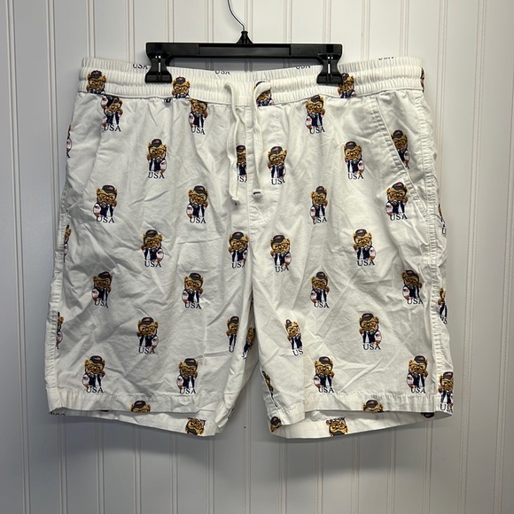 Denim Flower Ricky‎ Singh Preppy Bear Shorts Sz XL - Picture 1 of 5